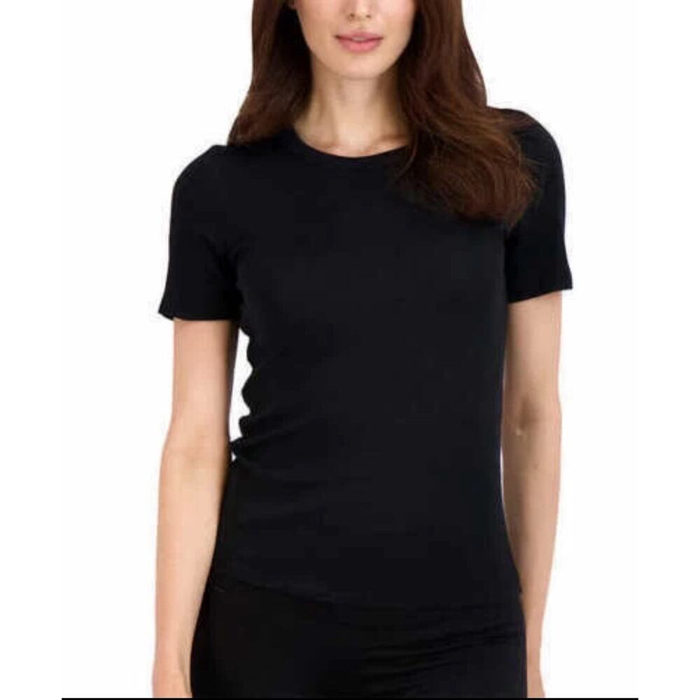 Lucky Brand Ladies' Ribbed Tee Crew Neck Tag Free Black Size M